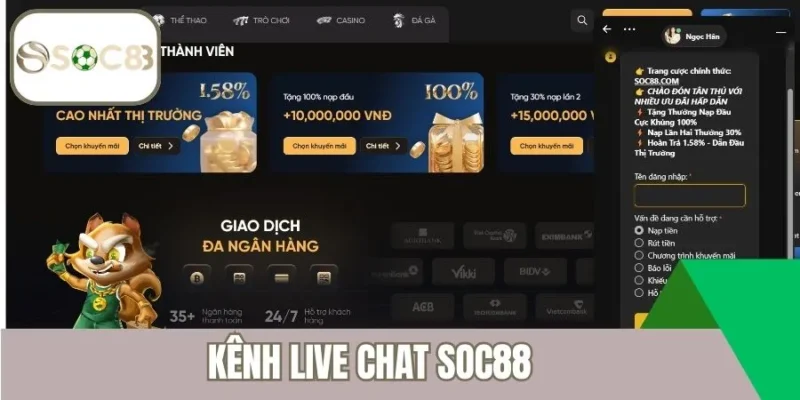 Kênh live chat Soc88